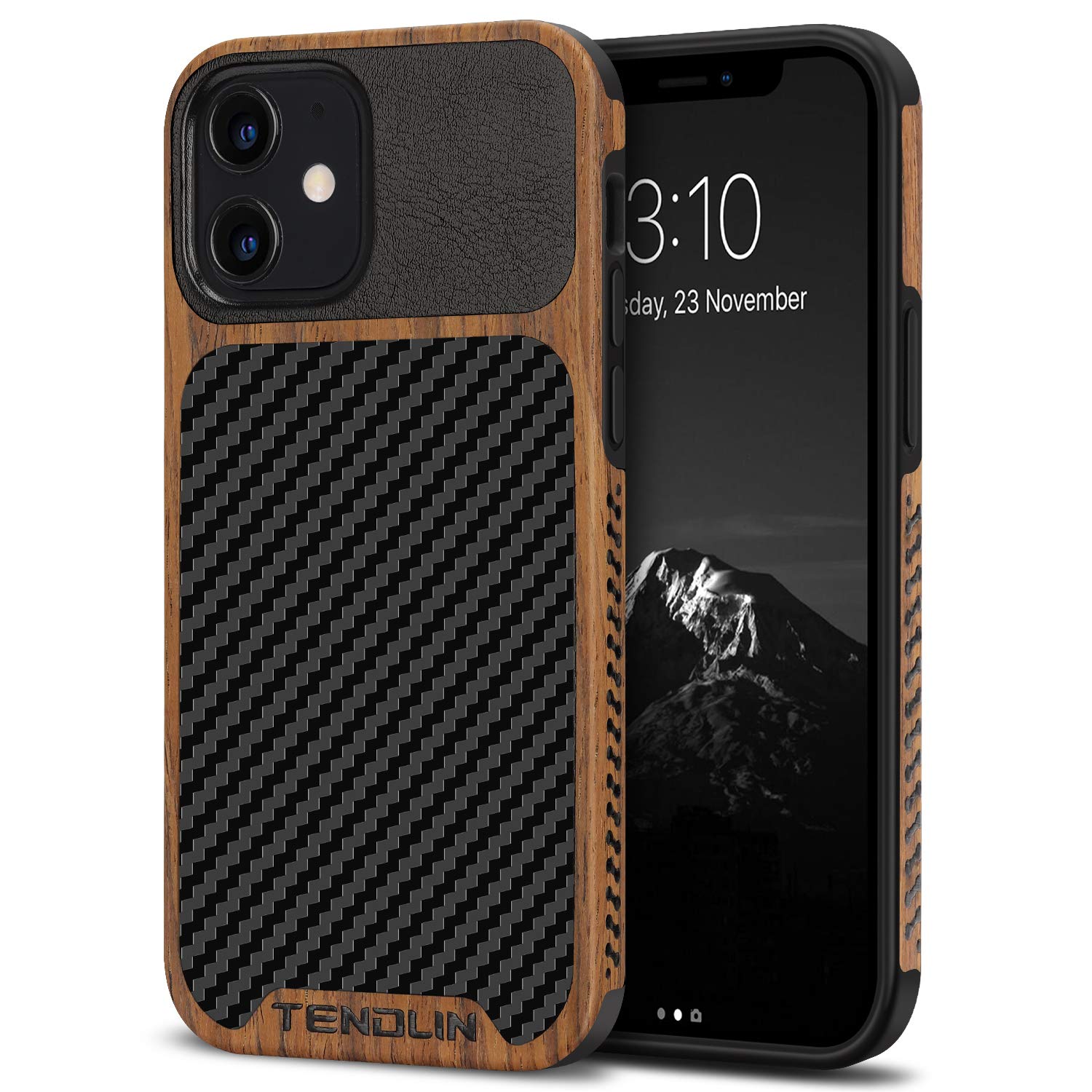 TENDLIN Carbon-Wood Hybrid iPhone 12 Cover